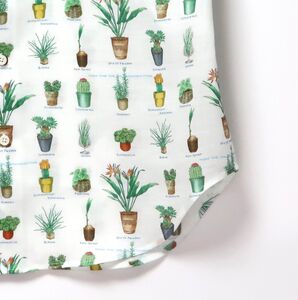 CLOFT 麻100％半袖オリジナルプリントシャツ”サボテン多肉植物柄”（C/＃11 ホワイト） L 0139-029-S07-2