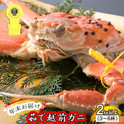 【ふるさと納税】茹で越前ガニ【年末お届け】食通もうなる本場の味をぜひ、ご堪能ください。約2kg以上（3～6杯）訳あり（脚折れ含む）越前がに 越前かに ずわいがに かに カニ ボイルガニ 蟹 　お届け：2026年12月28日～30日