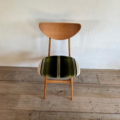 ふるさと納税 富田林市 Karl Dining Chair グリーンストライプ ミディアムブラウンフレーム【SWOF】 |  | 01