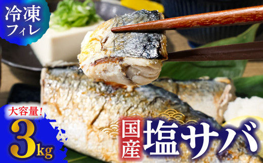 R7.7月中旬～順次発送 塩サバ 3kg 約18枚 さば 鯖 味付き 魚介 海鮮 魚 おかず お弁当 ご飯 食品 保存食 簡単 国産 冷凍 配送【R01426】