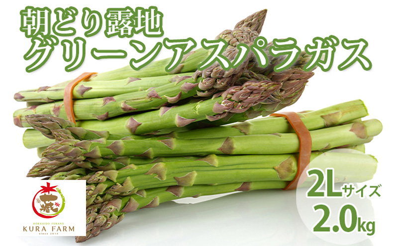 【2026年5月より発送】北海道 富良野市産 アスパラ 緑 (2Lサイズ) 約2kg 朝どり 露地 グリーン アスパラガス 詰め合わせ 野菜 新鮮 数量限定 先着順【藏ファーム】
