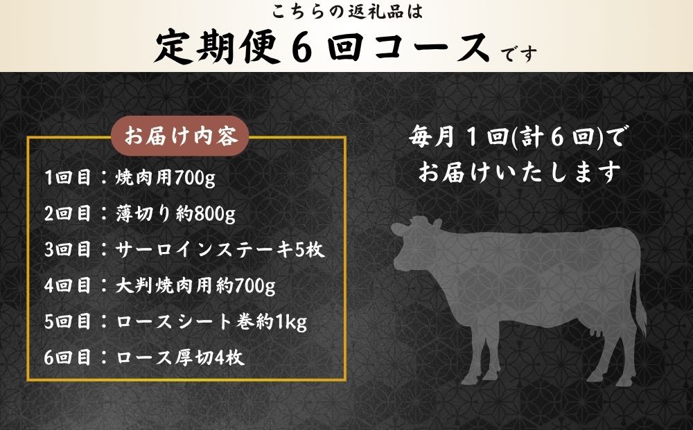 【宇陀里牛 定期便6回 (大人数向け) 】黒毛和牛セット ／ふるさと納税 大容量 宇陀里牛 黒毛和牛 牛肉セット 焼肉 ステーキ すき焼き 6回配送 国産和牛 光福久屋 奈良県 宇陀市