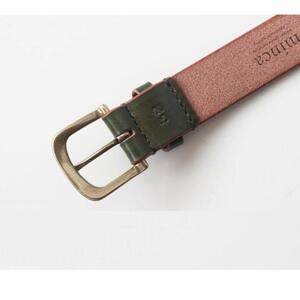 【minca】幅35mmベルト/32インチ  栃木レザーの希少な「ハーネスレザー」使用の贅沢な1枚革のレザーベルト/オリーブ/HL-B02/OLIVE/minca　571