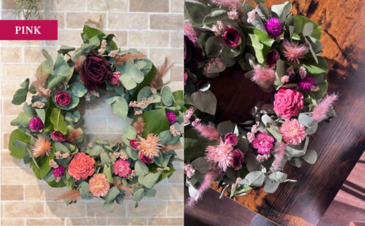 【選べるカラー】ドライフラワー リース Mサイズ  インテリア 部屋 花 【flowerbasket namika】 [AKGA004]