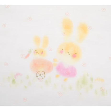PGガーゼ　ブランケット 手描うさぎ親子 ベビー 赤ちゃん 用品 グッズ アイテム お出かけ 敷く 掛ける くるむ ガーゼケット コンパクト 外出 ベビーカー 上掛け 白 動物 _イメージ3
