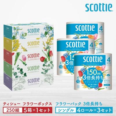 ふるさと納税 八代市 【スコッティ】ティシュー 5箱P×1セット+トイレット 4ロール(シングル)P×3セット