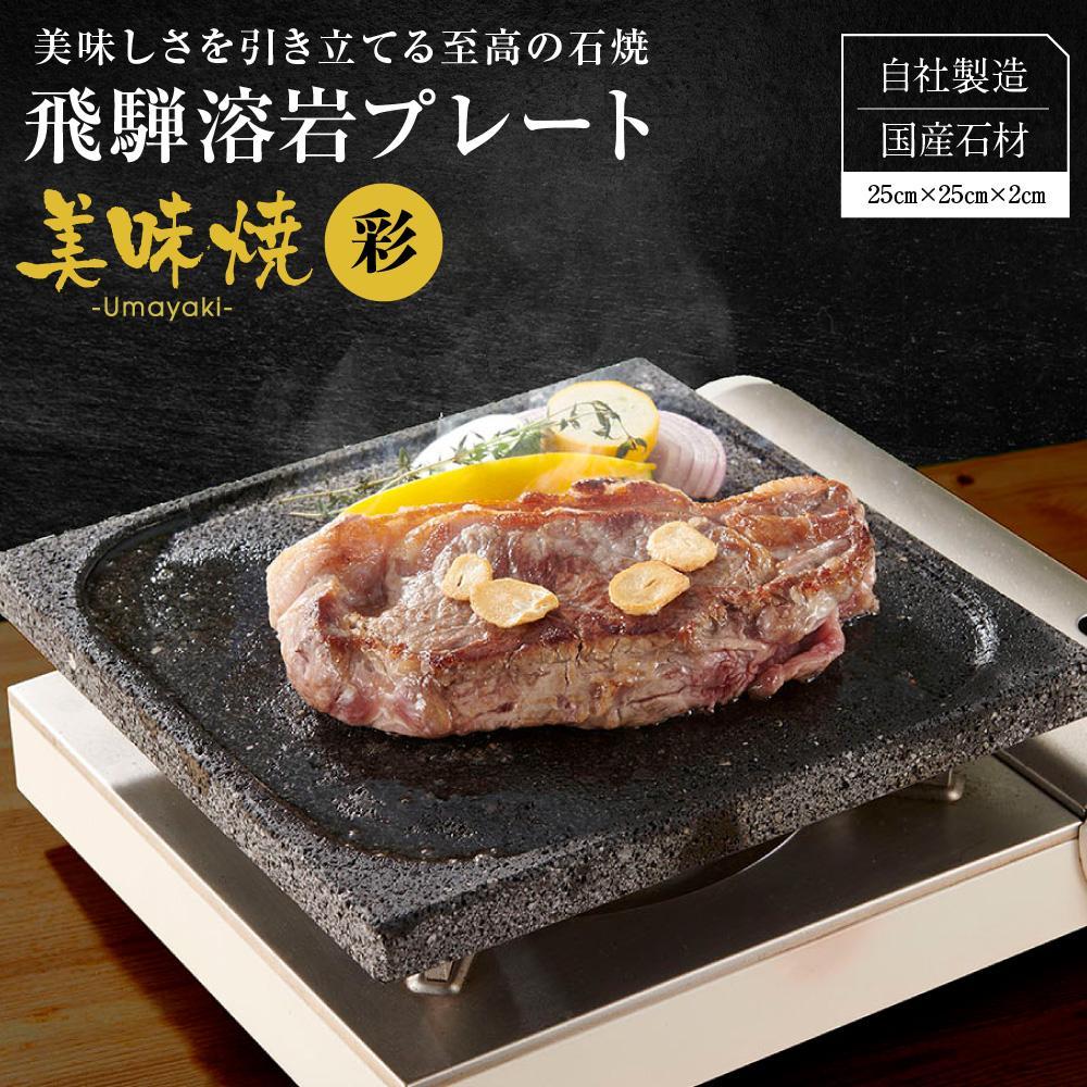 【ふるさと納税】【飛騨溶岩プレート】美味焼【彩】| 肉や野菜が美味しく焼ける！ご家庭での焼肉に最適！ プレート アウトドア 屋外 溶岩石 焼肉プレート 砂原石材 BE005VP