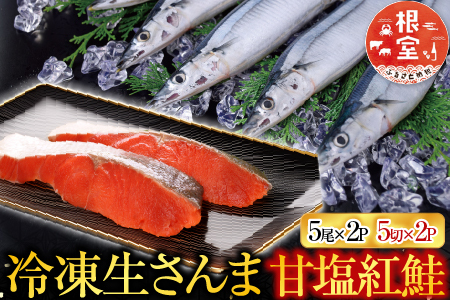 甘塩紅鮭5切×2P ・冷凍生さんま5尾入×2P A-70017
