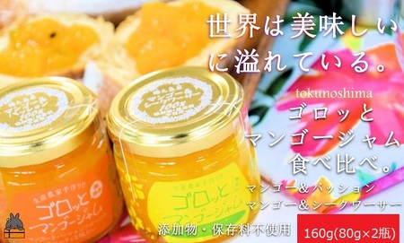 世界は美味しい～ゴロッとマンゴージャム食べ比べ2種（160g） ( 果物 フルーツ パン ジャム 徳之島 奄美 鹿児島 世界自然遺産 太陽 恵み 美味しい )
