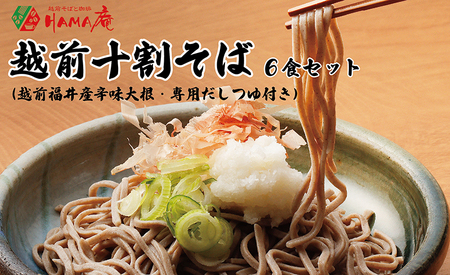 越前十割そば６食セット（越前福井産辛味大根・専用だしつゆ付き）／箱入り【越前そばHAMA庵】