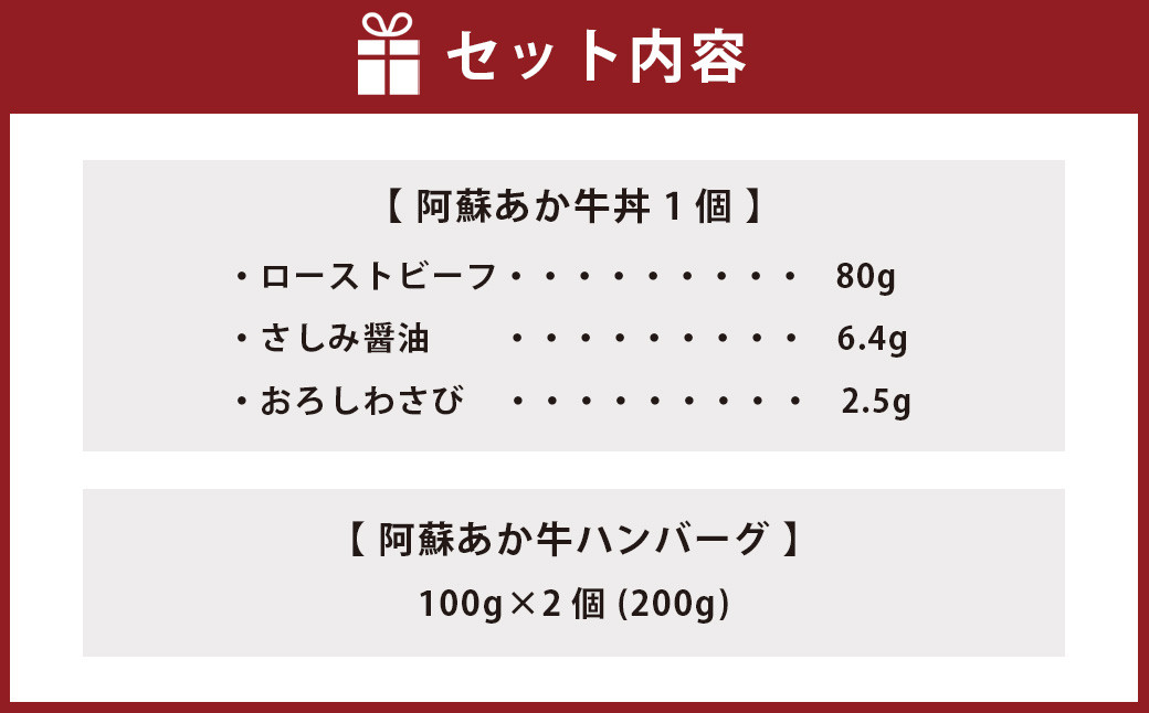 阿蘇 あか牛 丼 (1個) と 阿蘇 あか牛 ハンバーグ (2個) セット あか牛肉100％使用 牛肉 牛 惣菜 冷凍 熊本県産