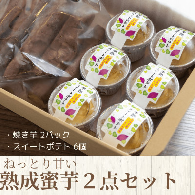 
            ねっとり甘い熟成蜜芋2点セット(焼き芋×2パック、スイートポテト×6個)【1618103】
          