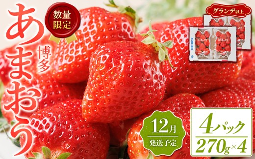 ＜数量限定・先行予約受付中！2026年12月中旬より順次発送＞福岡県産苺「あまおう」グランデ以上(計約1080g)いちご 苺 フルーツ 果物 くだもの 福岡限定 家庭用 冷蔵 ＜離島配送不可＞【ksg1892】【hurrah.】