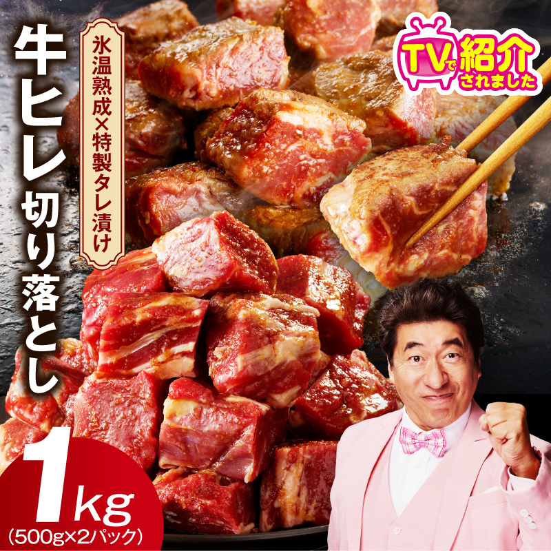 【定期便】牛ヒレ肉 切り落とし 1kg×全2回【小分け 500g×2P 氷温熟成×特製ダレ サイズ不揃い やわらか ステーキ ひと口サイズ カット済み 2026年2月＆5月発送】 mrzZ050