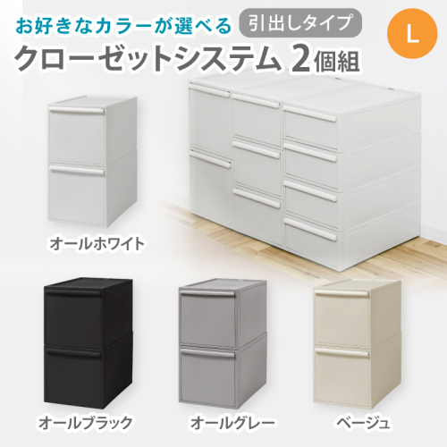 クローゼットシステム 引出しタイプL　2個組　CS-D3 2P (5色からお好きなカラーが選べる) ／ オールホワイト オールブラック オールグレー ベージュ ピンク  収納 ライクイット like-it 奈良県 葛城市【like101A】