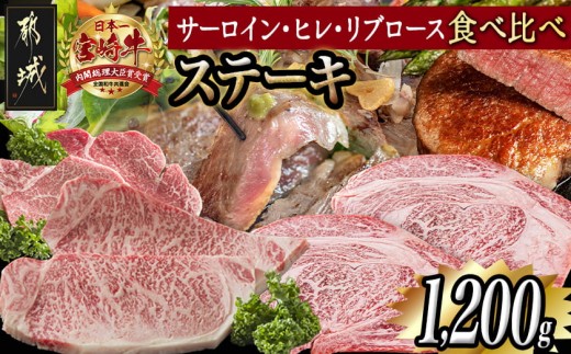 
総重量1,200g！都城産宮崎牛ステーキ食べ比べセット_MM-0101_(都城市) 牛肉 A5ランク サーロインステーキ 200g×2枚 ヒレステーキ 100g×2枚 リブロースステーキ 300g×2枚 ギフト 贈答用
