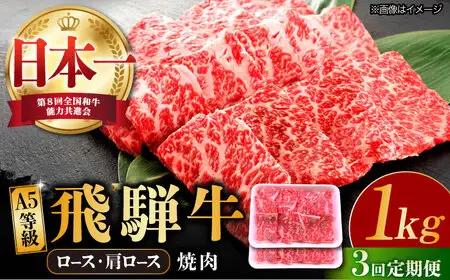 【3回定期便】 飛騨牛 ロース・肩ロース 1kg A5等級  [TAZ035] ロース 焼肉用