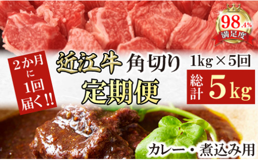 【定期便】近江牛定期便　 A5特撰近江牛角切りカレー煮込み用　全５回【FO61W】
