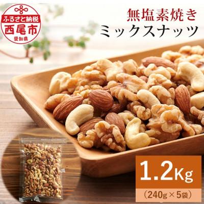 ふるさと納税 西尾市 【無塩】素焼きミックスナッツ1.2kg(ミックスナッツ240g×5袋)・M101-14