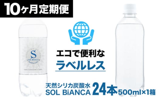 【2月以降発送開始】【全10回定期便】シリカ炭酸水 ソルビアンカ ラベルレス 500ml×24本 日田市 / 株式会社OTOGINO 炭酸 飲料 水 [AREF066]