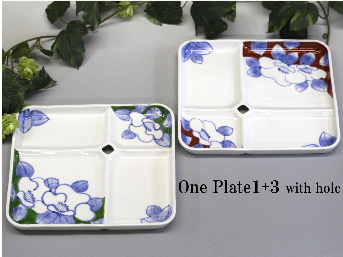 
                  有田焼 One Plate 1+3 椿 (緑 赤) 2枚セット 三光堂 | 50000円以内 5万円以内 | dv001
                