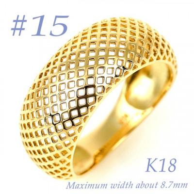 ふるさと納税 大月市 K18 格子柄デザインリング　R3942-Y #15 | 