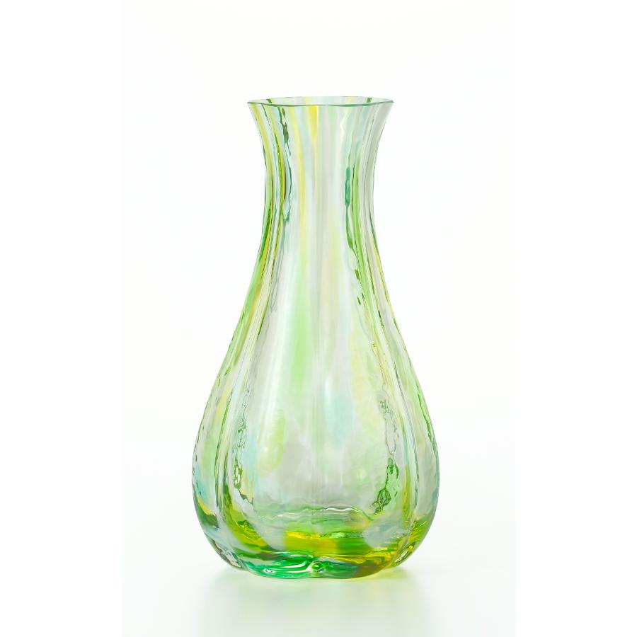 ＜津軽びいどろ＞花ひかり一輪挿し　フォレストグリーン