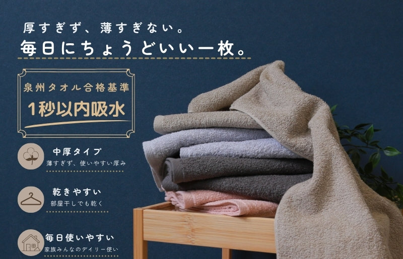 デイリーフェイスタオル 10枚セット (ダークグレー・ピンクベージュ）【国内製造 日本製 泉州タオル 無地 吸水力 耐久性 大阪 泉佐野 大阪府 泉佐野市】