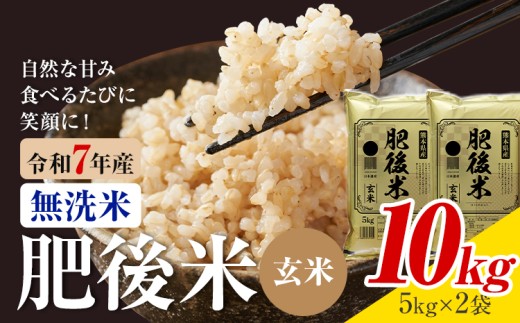 熊本県産 肥後米 無洗米 玄米 10kg 1袋5kg 米 お米 令和7年産 九州産 熊本県産 送料無料【30日以内に出荷予定（土日祝除く）】玄米 無洗米 米