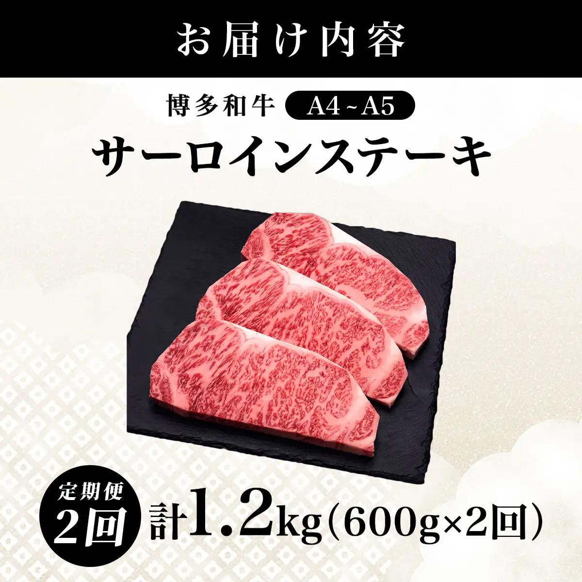 ＜2回定期便＞【博多和牛】サーロイン ステーキ 200g×3枚【HD025】