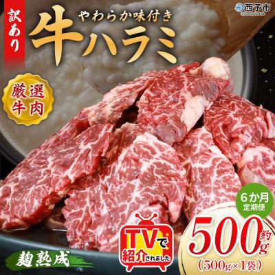 ふるさと納税 西予市 【定期便6ヶ月】<やわらか 味付き 牛ハラミ 約500g 麹熟成>肉 おいしい 愛媛