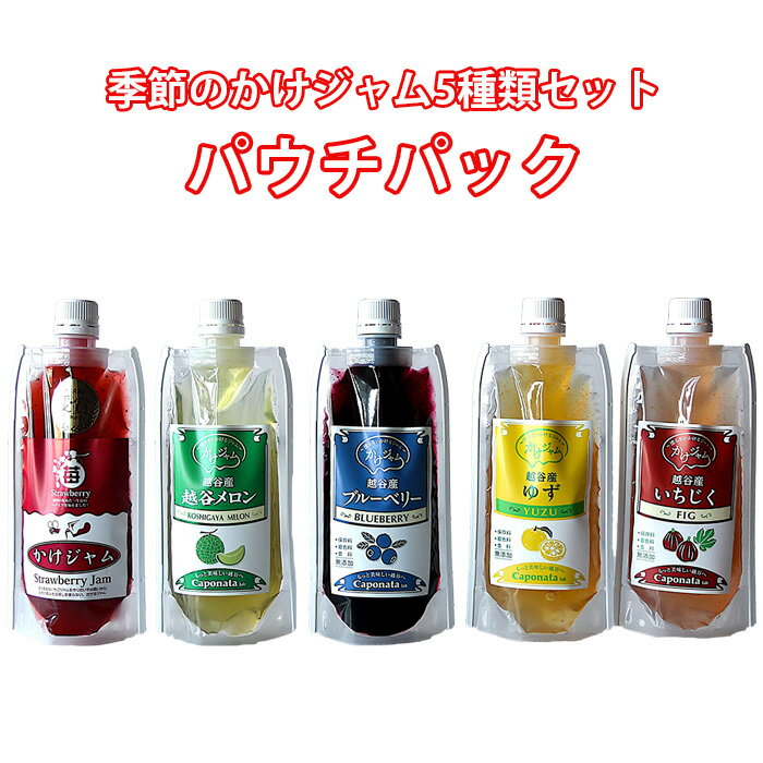 【ふるさと納税】No.251 季節のかけジャムパウチパック5種類セット ／ 掛けるジャム 新感覚 いちごジャム メロンジャム ブルーベリージャム 季節のジャム 携帯 エコ容器 送料無料 埼玉県