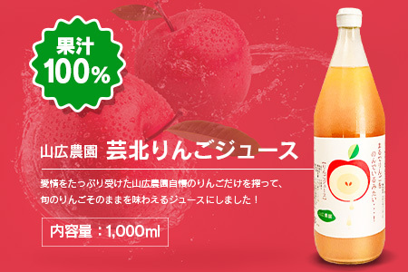 りんごジュース 芸北りんご 山広農園 果汁100% ストレートジュース 1,000ml  3本_YA023_002
