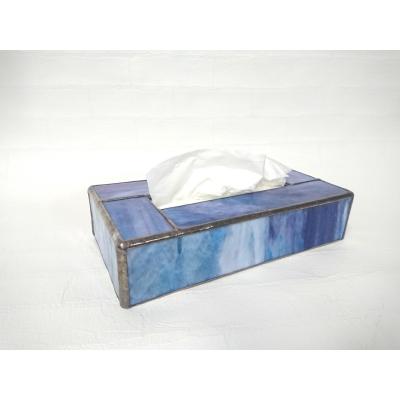 ふるさと納税 飯能市 ステンドグラスのボックスティッシュケース(高さ10cm)マーブルブルー[52217189]