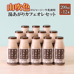 【山のいぶき】湯あがりカフェオレ 山吹色のジャージー牛乳 乳脂肪分 5％以上 低温殺菌 素材の味 200ml 12本 飲みきり ギフト 贈答 セット FOODEX JAPAN ご当地牛乳グランプリ 最高金賞 味の評価審査賞 購買欲審査賞 熊本 阿蘇 小国郷