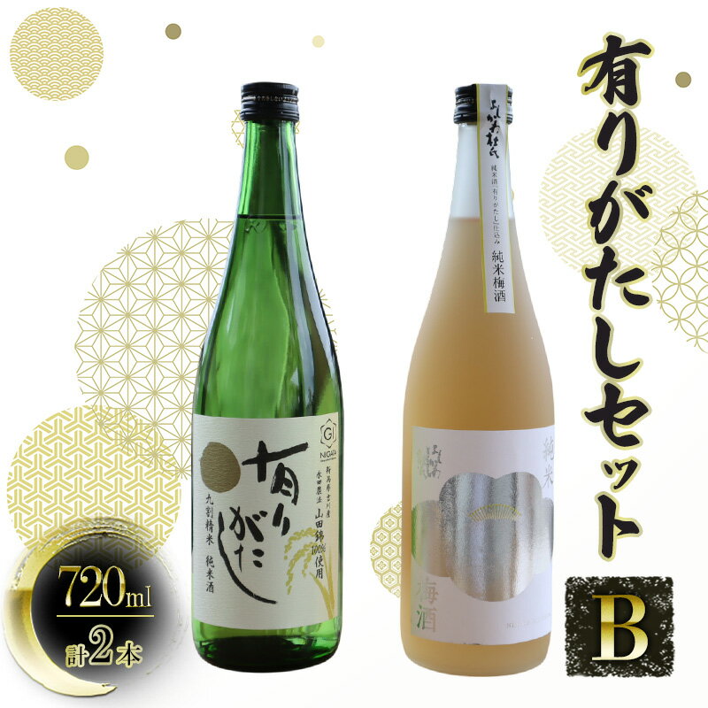 【ふるさと納税】【蔵元直送】よしかわ杜氏の郷 日本酒 飲み比べ 有りがたしセットB（純米酒 、 純米梅酒）全国梅酒品評会2023 銅賞 720ml × 2本 上越 新潟 お酒 梅酒 アルコール