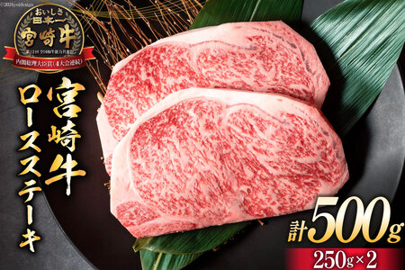 牛肉 宮崎牛 ロースステーキ 250g×2 計500g [ミヤチク 宮崎県 日向市 452061226] 肉 黒毛和牛 ステーキ ロース 冷凍