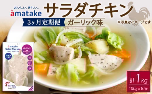 サラダチキン ガーリック味 100g×10個 【3回(3ヶ月定期便)】