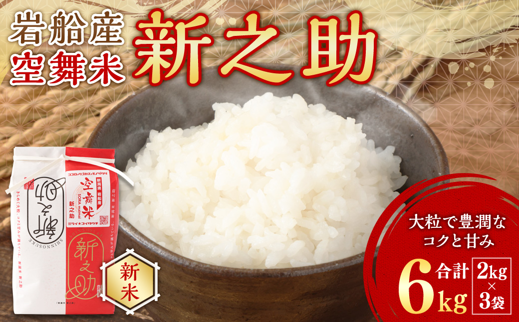 【新米受付・令和8年産米】 空舞米 新潟県村上市岩船産 新之助精米6kg（2kg×3袋）NA4149