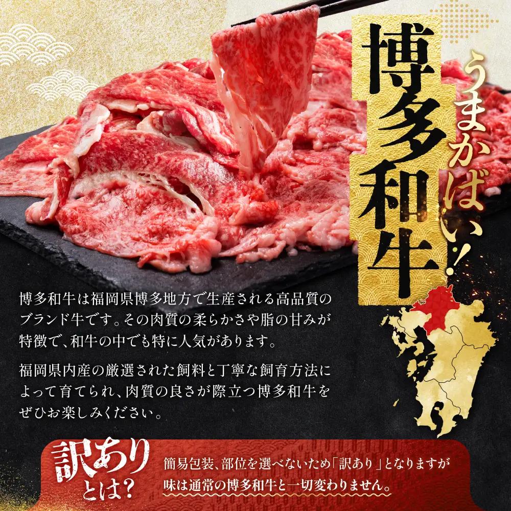 訳あり！【数量限定】博多和牛切り落とし1.2kg(600ｇ×2ｐ） 3G50