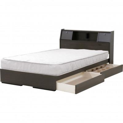 ふるさと納税 知立市 【組立付き】K333ダブルベッド(ダークブラウン)ボンネルコイルマットレス付(1282)