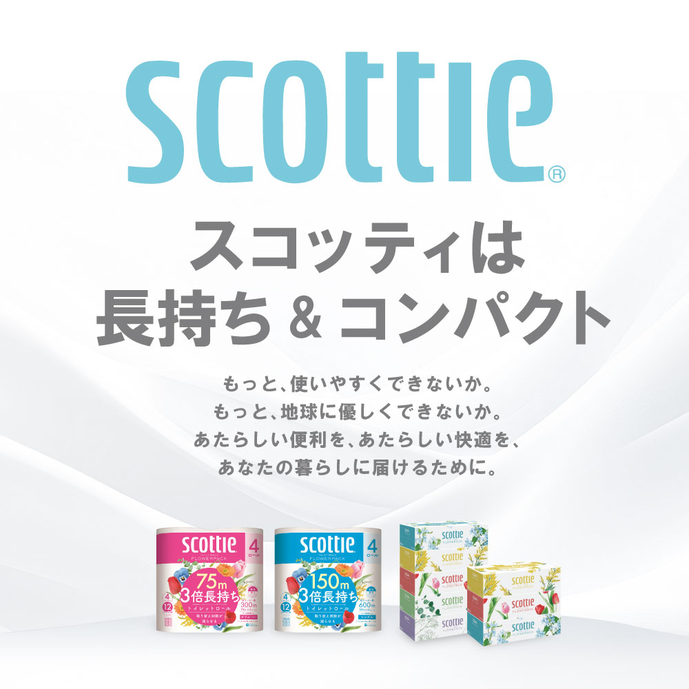 【スコッティ】 ティシュー フラワーボックス 250組 5箱パック×12 合計60箱 ティッシュ 日用品 生活必需品_イメージ3