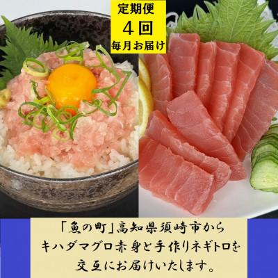 ふるさと納税 須崎市 【毎月定期便】『魚の町』高知県須崎市からキハダ鮪1kgとネギトロ1kgを交互にお届けします全4回