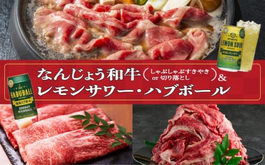 
            ＜選べる種類＞なんじょう和牛（しゃぶしゃぶすきやき or 切り落とし）＆レモンサワー・ハブボール
          