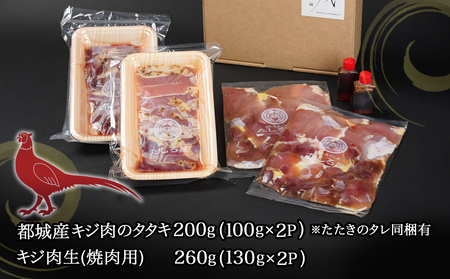 【たしろ屋】都城産キジ たたき&キジ肉生(焼肉用)セット _MJ-9911_(都城市) キジ肉 タタキ キジ肉生 焼肉用 タレ付 キジ 日本の国鳥 雉 高級食材 希少な鶏肉