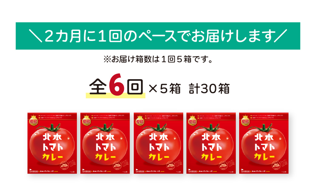 【定期便 隔月(全6回)】 北本トマトカレー 5箱(200g/箱)×隔月(全6回) 計30箱 | トマト カレー 甘口 定期便 キーマカレー 野菜 本格派 全国一 レトルト 日本一 ご当地 お土産 プ