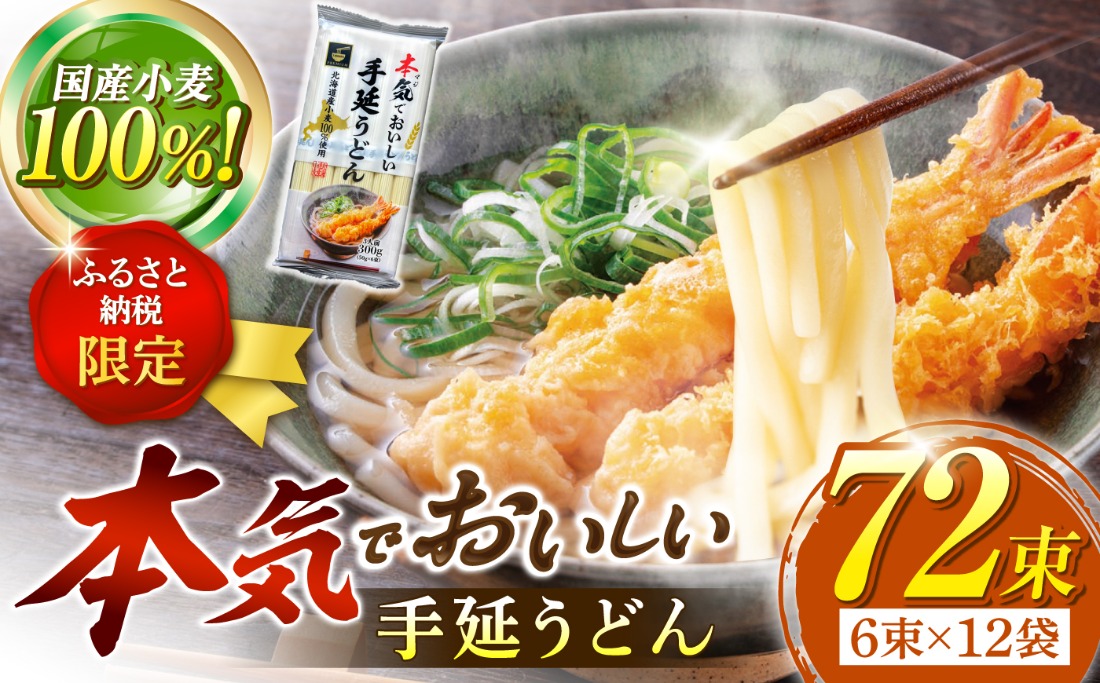 【ふるさと納税限定】＜北海道産小麦100%使用＞本気（マジ）でおいしい手延うどん  36人前 （50g×６束×12袋）/ うどん ウドン 饂飩 麺 めん 乾麺 / 南島原市 /  たなか物産[SDY035]
