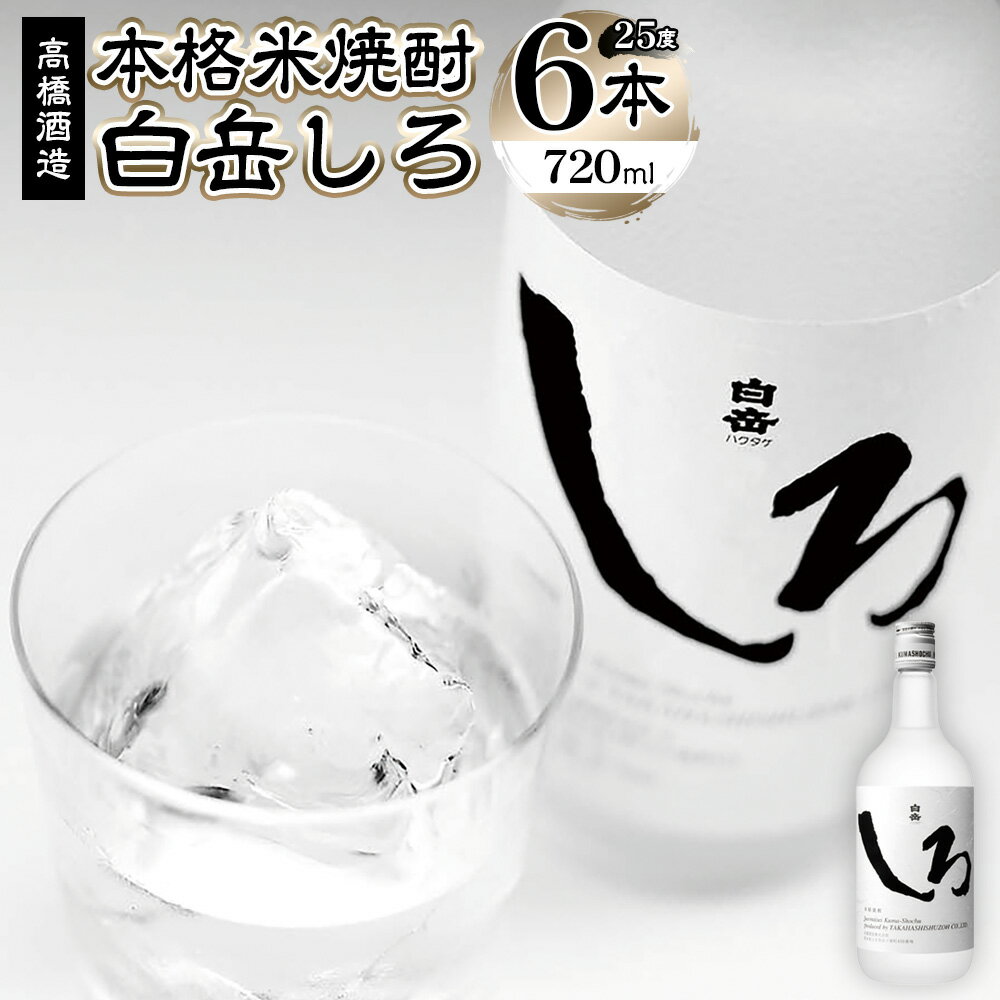 【ふるさと納税】本格米焼酎 ｢白岳しろ」 25度 720ml×6本 高橋酒造 白岳 しろ 米焼酎 球磨焼酎 アルコール 焼酎 ボトル 瓶 フルーティー 吟醸 九州 熊本県 湯前町 送料無料