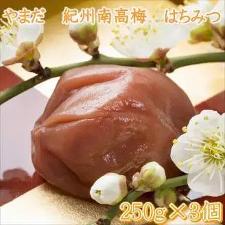 【0745-5】やまだ　南高梅はちみつ梅（250ｇ×3個）