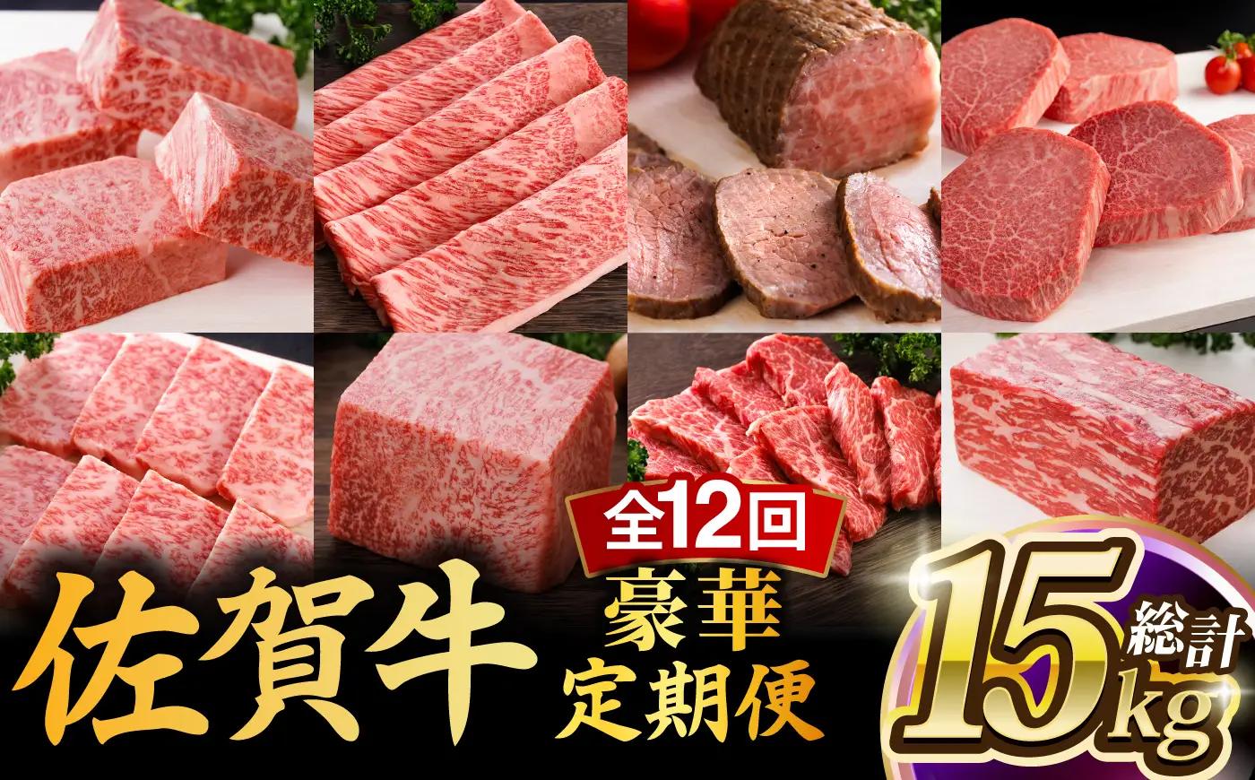 【全12回】佐賀牛 最上級 プレミアム 牛肉定期便 約4-6人前 総計15.4kg UCC003 牛肉